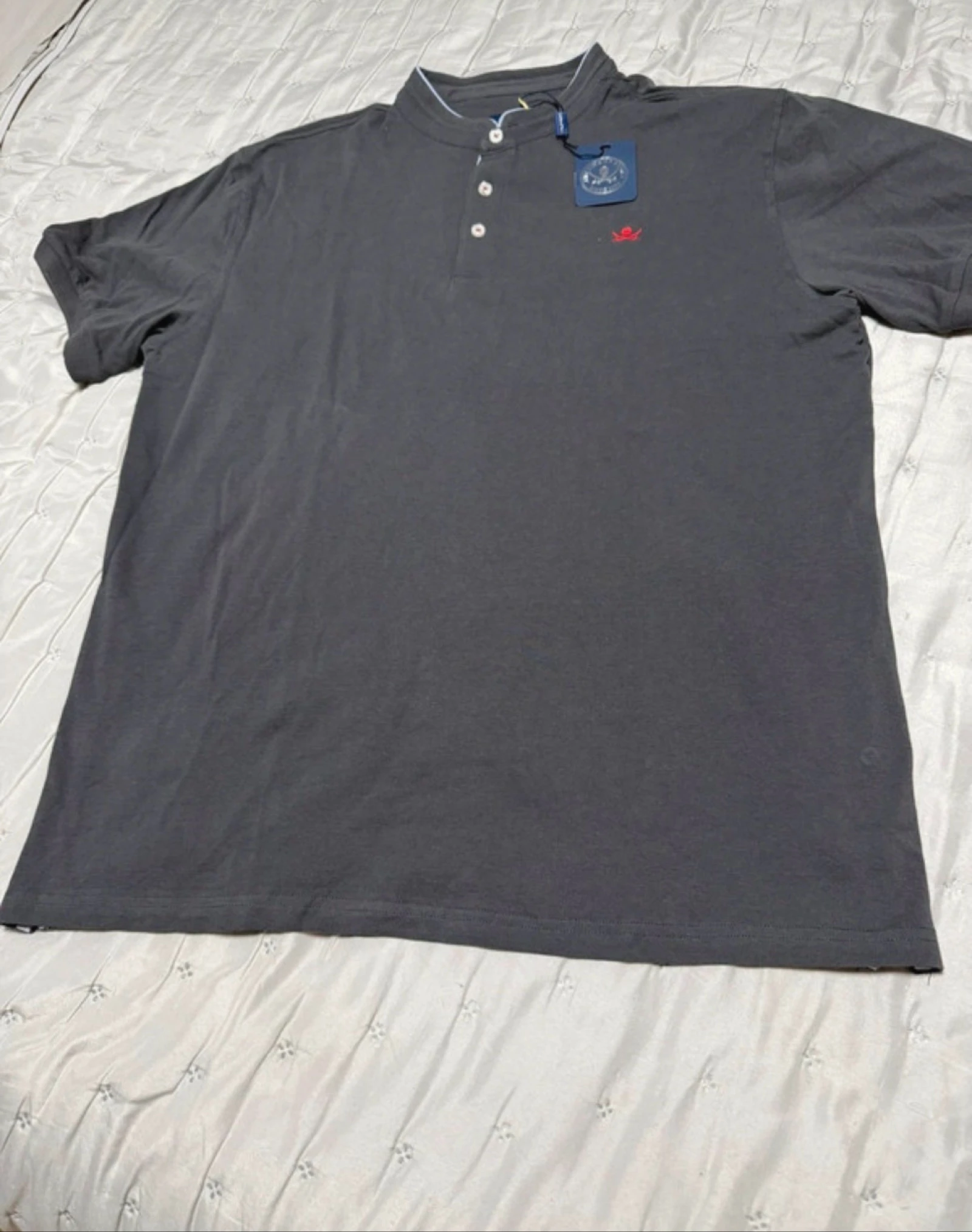 Mao-kraagpoloshirt donkergrijs 'The Time of Bocha' – photo 2